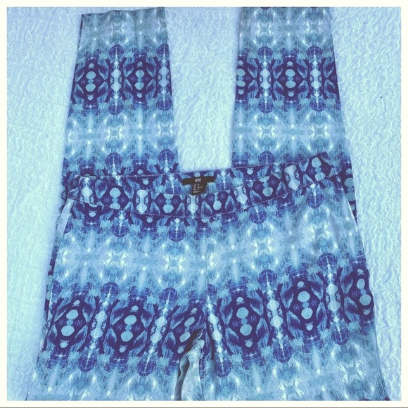 VTG H&M ❄️ Print Side Zip Ankle Crop Slacks Pants - Picture 3 of 15